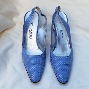 St John satin sequins slingback heels